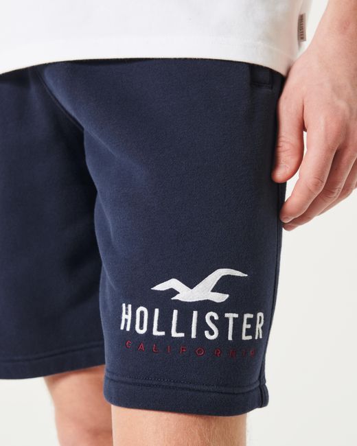 Hollister Blue Fleece Logo Shorts 9" for men