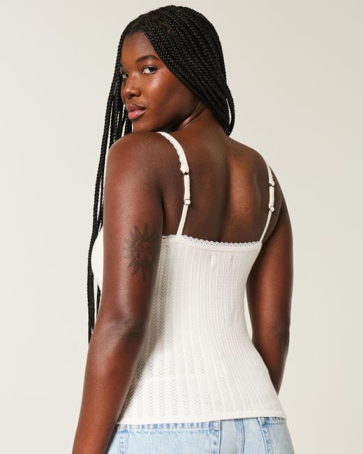 Hollister White Pullover-Tanktop mit Krawattenvorderseite