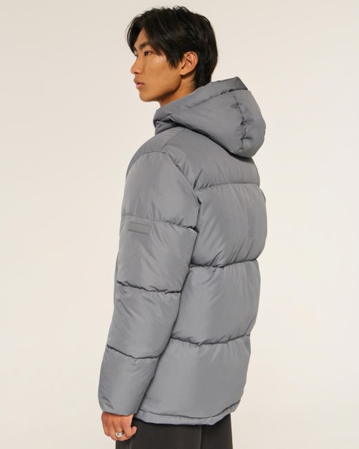 Hollister Gray Parka Puffer Jacket for men