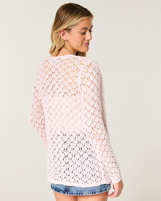 Hollister Pink Open-stitch No-close Cardigan