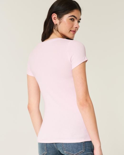 Hollister Pink Short-sleeve Henley