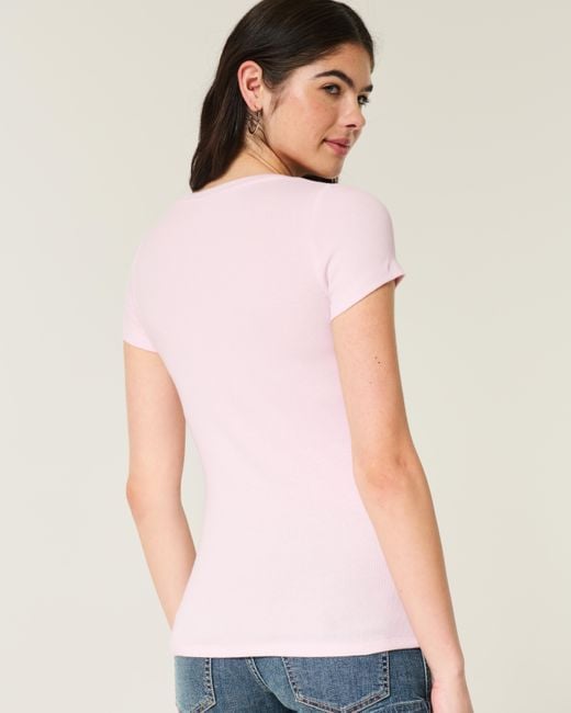 Hollister Pink Kurzärmliges Henley