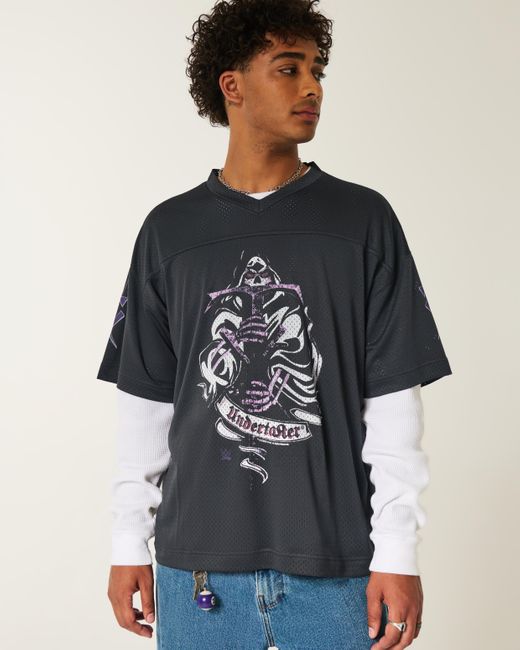 Hollister Black Baggy Undertaker Graphic Jersey for men