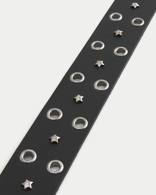 Hollister Black Star-studded Leather Belt for men