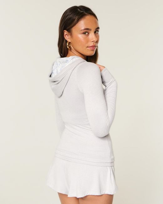 Hollister White Always Cozy Slim Hoodie