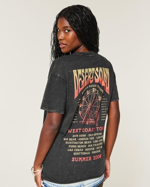 Hollister Black Oversized Tee mit Desert Sound Print