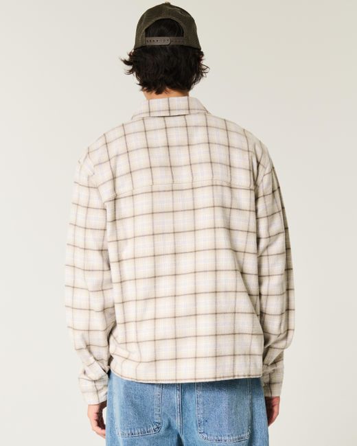 Hollister Kastiges Flanellhemd in Natural für Herren