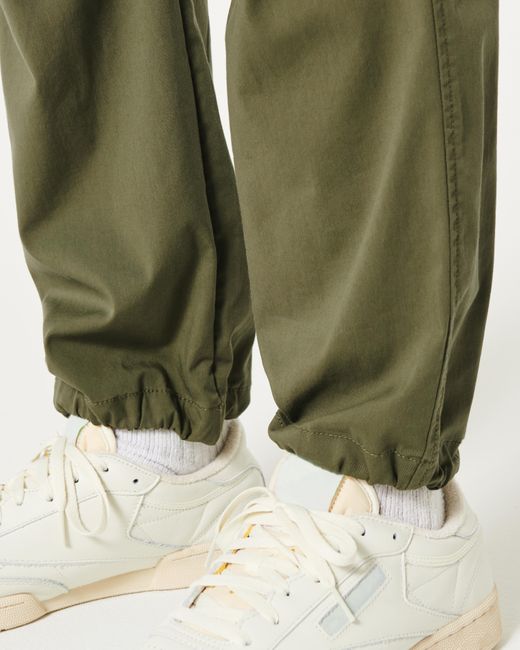 Hollister Green Loose Cargo Parachute Pants for men