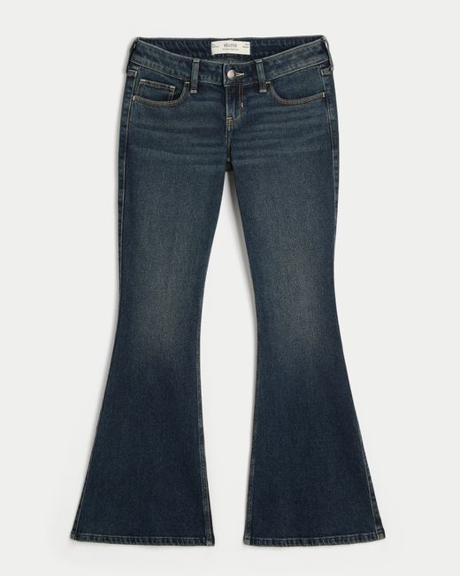 Hollister Blue Ultra Low-rise Dark Wash Flare Jeans