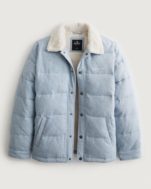 Hollister Sherpalined Puffer Jacket in Blue for Men Lyst UK