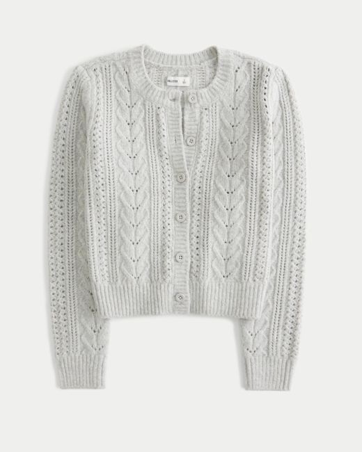 Hollister White Fy Cloud Cable-knit Cardigan