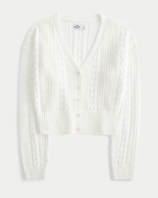 Hollister White Easy Stitchy Cardigan