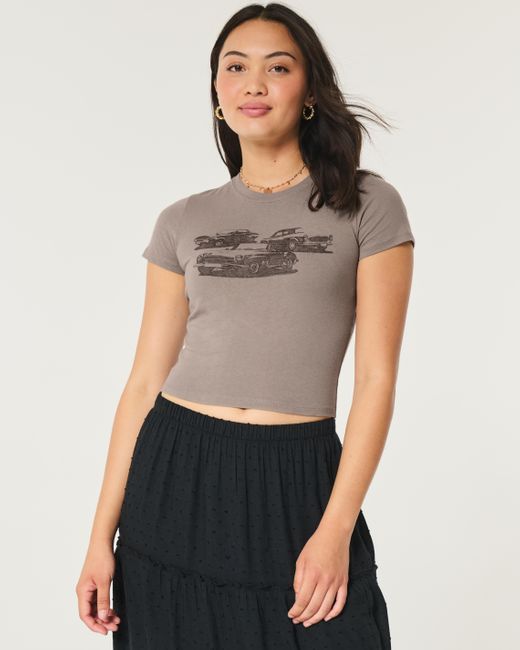 Hollister Gray Vintage Car Graphic Baby Tee