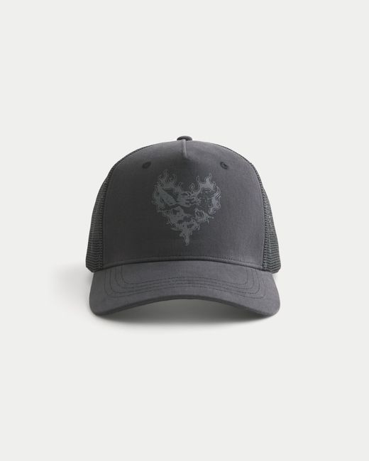 Hollister Gray Love Always Graphic Trucker Hat for men