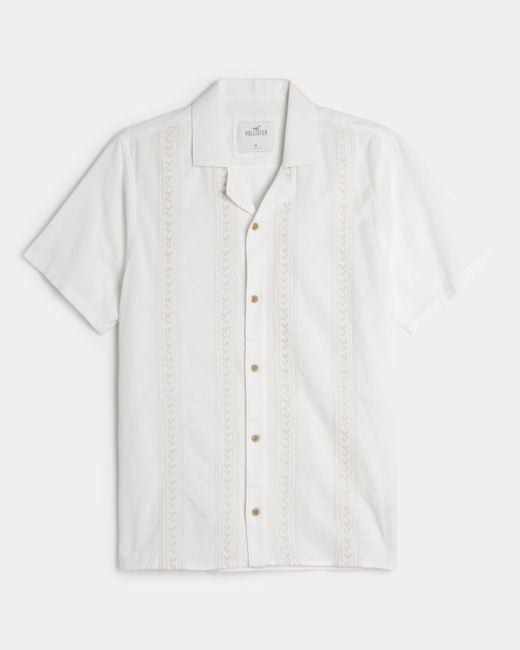 Hollister Kurzärmeliges gemustertes Hemd mit Knopfverschluss in White für Herren