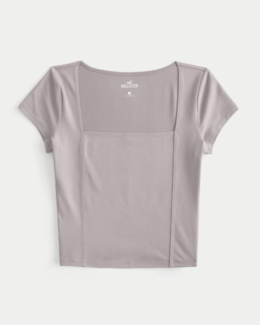 Hollister Gray Seamed Square-neck T-shirt