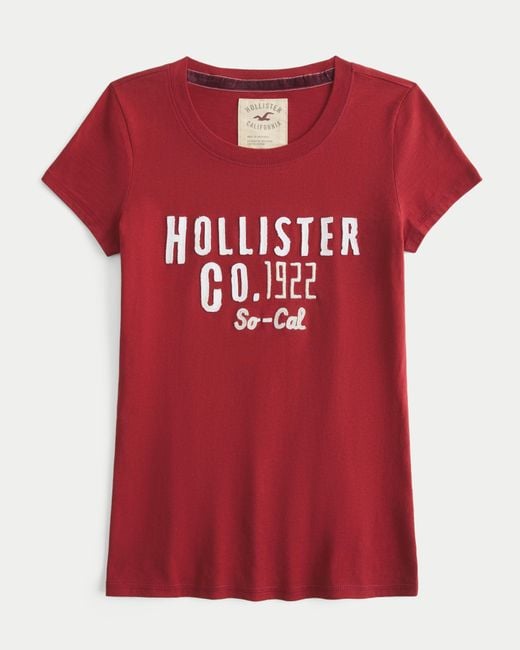 Hollister Red Holiday Vault Release Logo Graphic Tee