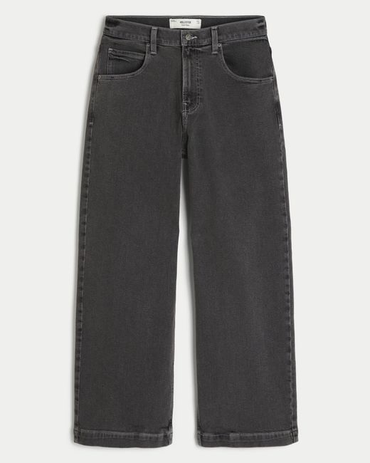 Hollister Gray Washed Black Super Baggy Jeans for men