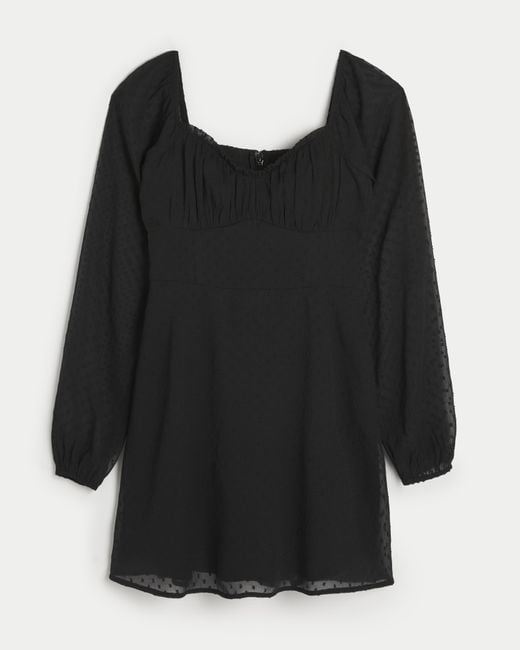 Hollister Black Ruched Sweetheart Dress