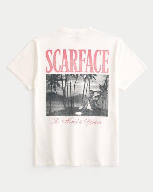 Hollister Pink Relaxed Scarface Graphic Tee for men