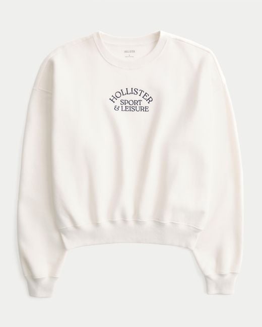 Hollister Natural Easy Logo Graphic Crew Sweatshirt