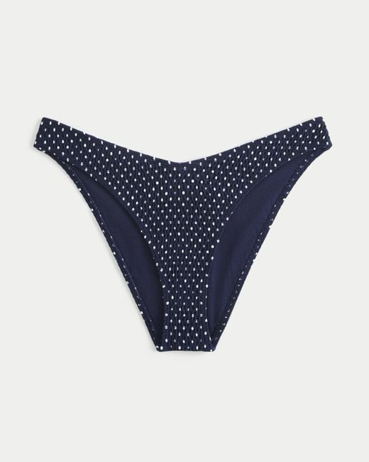 Hollister Blue Gesmoktes Cheeky Bikini-Unterteil mit hohem Bein