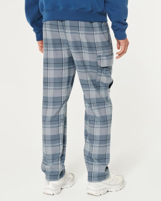 Hollister Blue Flannel Cargo Pajama Pants for men