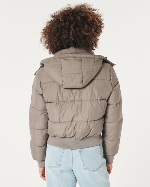 Hollister Ultimate Puffer Bomber Jacket in Natural Lyst UK