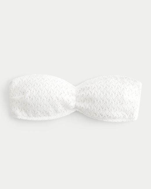 Hollister White Crochet-style Bandeau Bikini Top