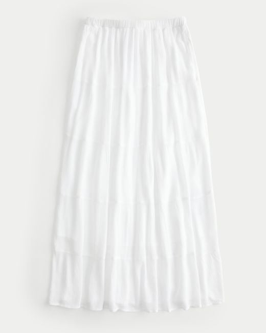 Hollister White Tiered Maxi Skirt