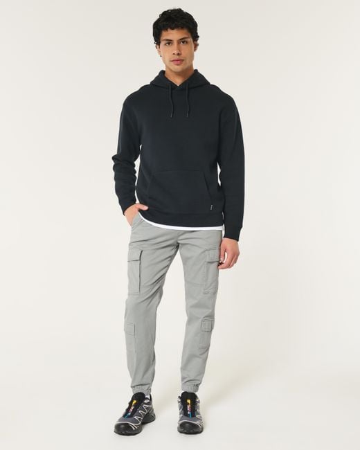 Hollister Gray Relaxed Twill Cargo Joggers for men