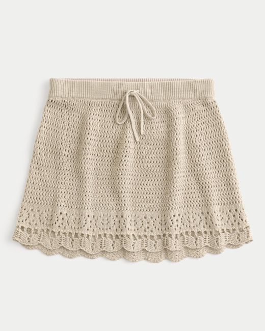 Hollister Natural Crochet-style Cover Up Skirt