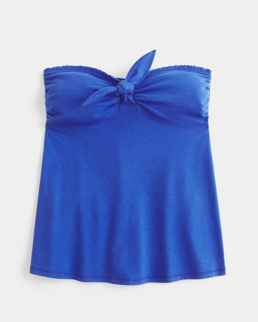 Hollister Blue Easy Strapless Tie-bust Babydoll Top