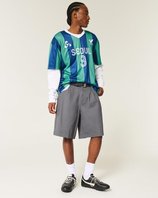 Hollister Gray Above-the-knee Baggy Bermuda Flex Waist Shorts for men