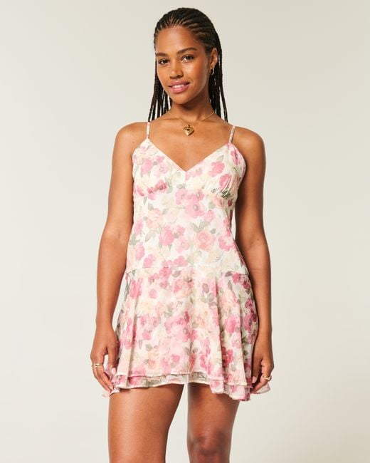 Hollister Pink Asymmetrical Hem Mini Dress