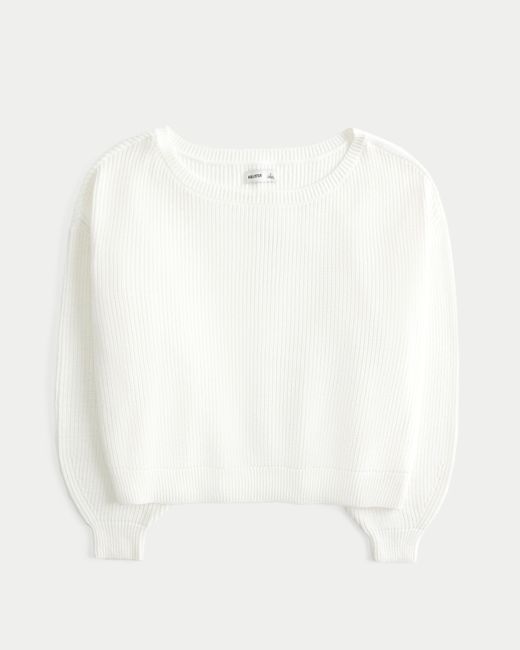 Hollister White Slouchy Off-the-shoulder Sweater