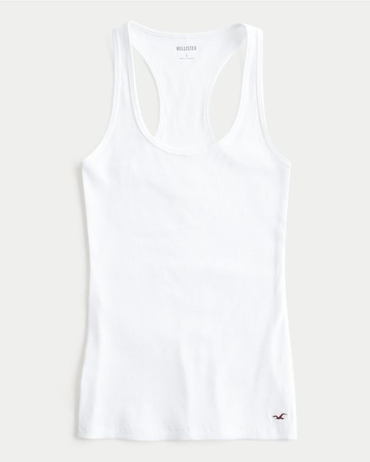 Hollister White Icon Racerback Tank