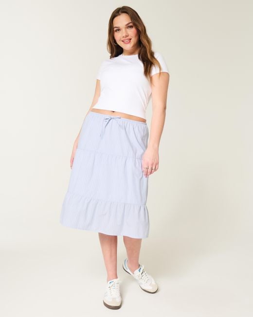 Hollister Blue Poplin Midi Skirt