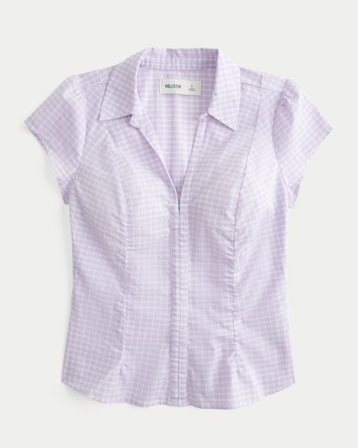 Hollister Purple Short-sleeve Ruched Shirt