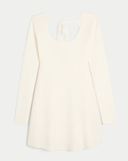 Hollister Natural Tie Back Babydoll Sweater Mini Dress