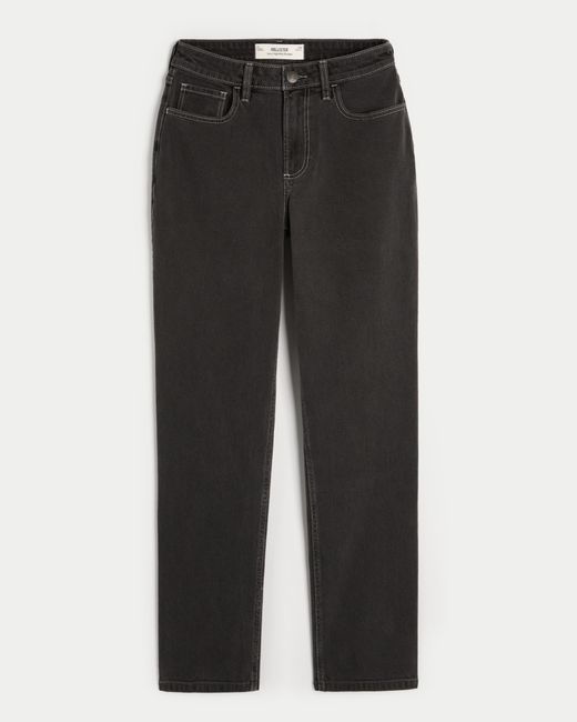 Hollister Curvy High-rise Washed Black Straight Jeans