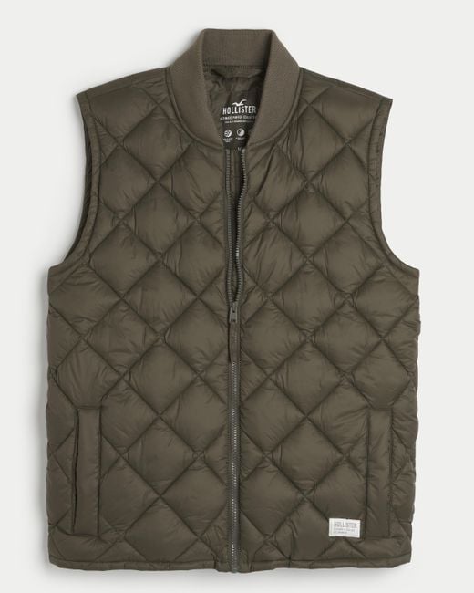 Hollister Green Ultimate Diamond-quilted Puffer Vest for men