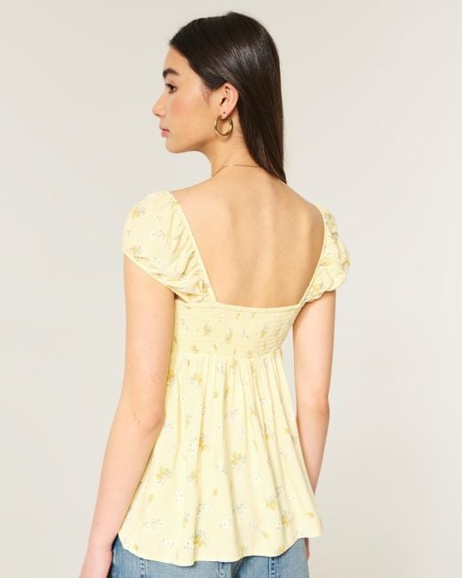 Hollister Yellow Cinch Bust Babydoll Top