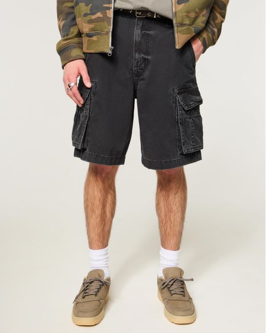 Hollister Black Baggy Cargo Shorts for men