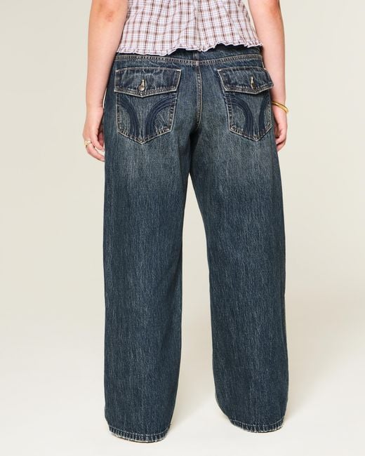 Hollister Blue Low-rise Y2k Dark Wash Baggy Jeans