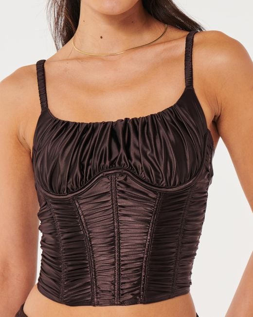 Hollister Brown Gilly Hicks Ruched Satin Bustier