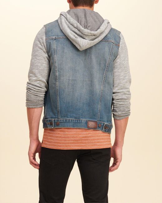 Hollister Hoodie Denim Jacket in Blue for Men Lyst