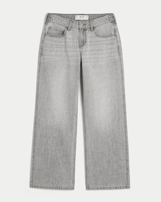 Hollister Gray Hollister Andi Adjustable Waist Low-rise Grey Baggy Jeans
