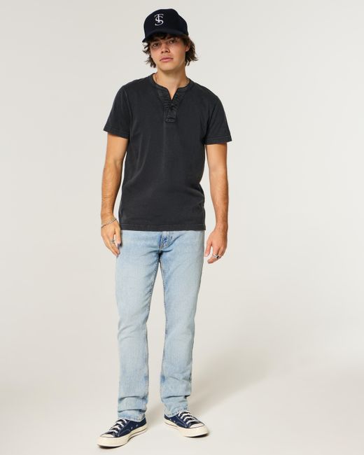 Hollister Blue Light Wash Slim Straight Jeans for men