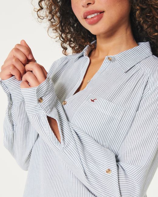 Hollister Blue Easy Icon Popover Shirt